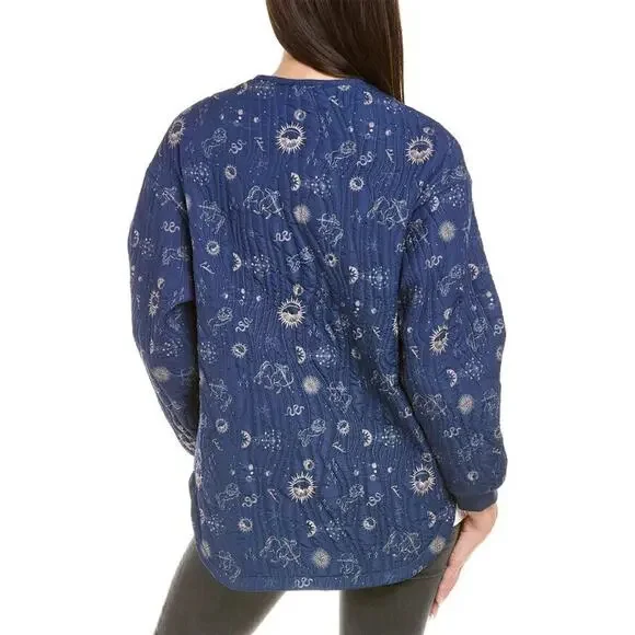 $240 Calme by Johnny Was Yessi Quilted Astrology Softshell Zip Jacket Large NEW